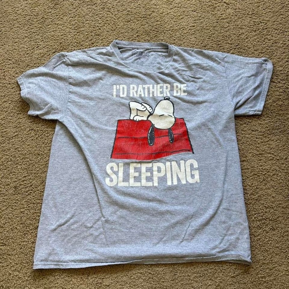 Grey Snoopy I'd Rather Be Sleeping t-shirt